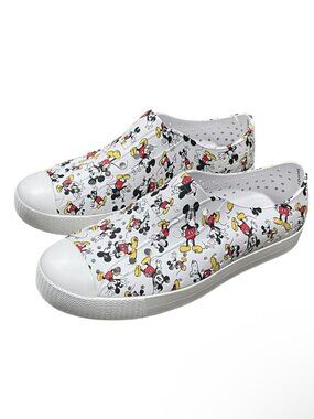 Mens 12 Native x Disney Jefferson Print Mickey Mouse Slip-Ons Sneakers Shoes